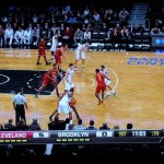 Here, less than a minute into the game, we see our first example.  Kyrie is already at a terrible angle on Deron Williams.  He needs to be spaced more between him and the basket.  Kris Humphries is setting up for a back pick here, and it’s going to lead to a wide open layup.