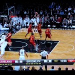 This is Kyrie's man, but TT is the one challenging. Kyrie should be elevating too here. 2 points, Williams.