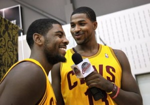 Tristan asks, "Kyrie, you think we're the two best players from the 2011 draft".  Kyrie says, "No doubt, my man."